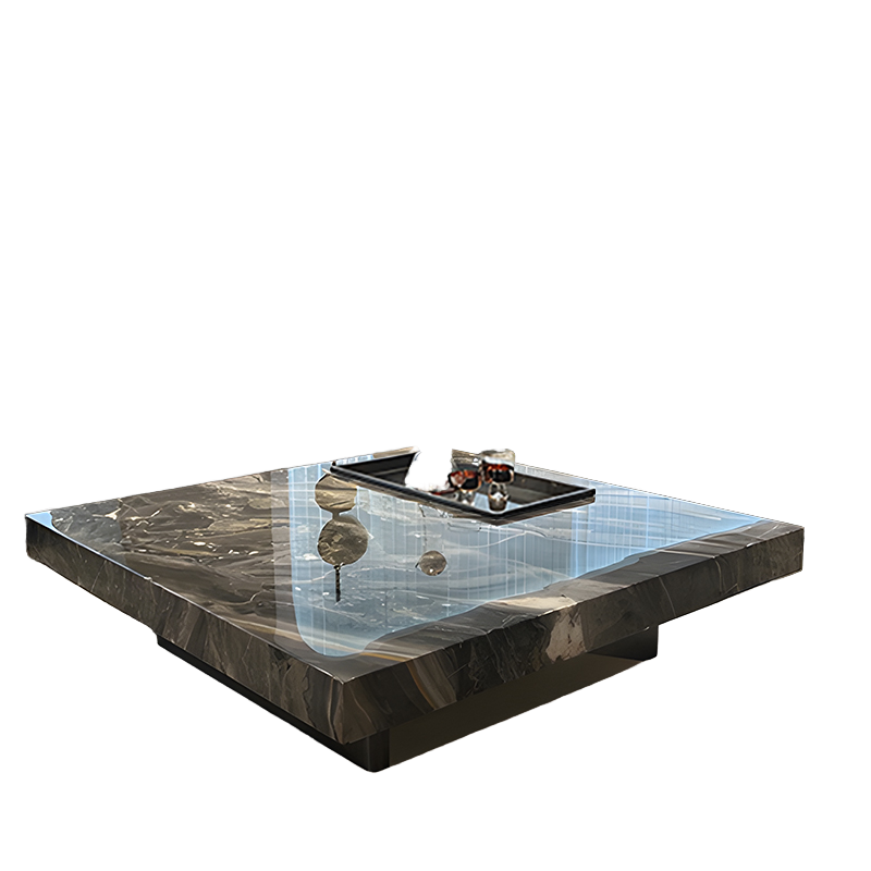 New Living Room Coffee Table – Glossy Finish with Integrated Tray, Durable Metal Frame