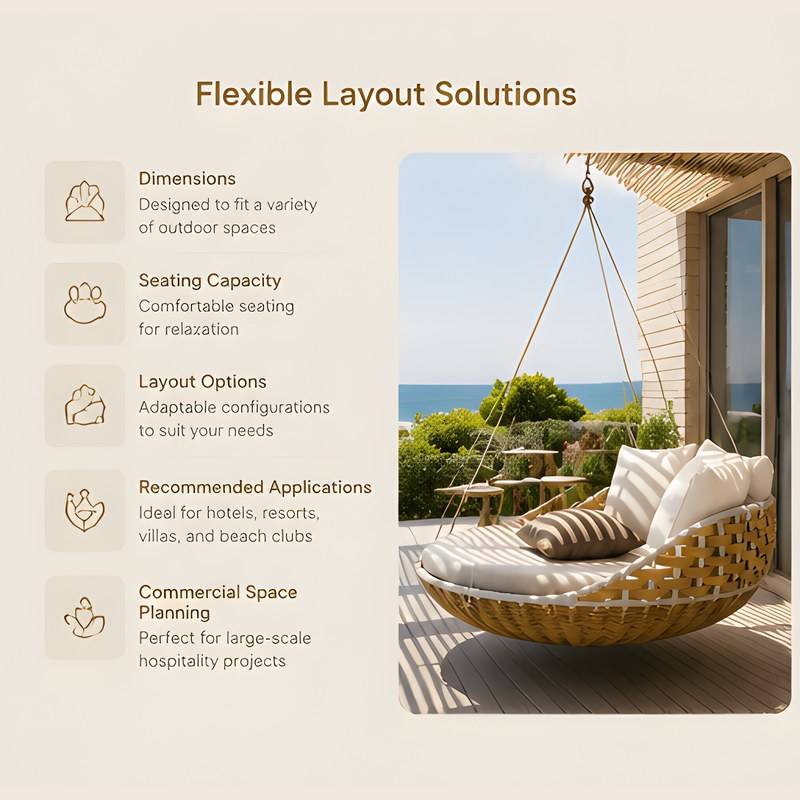 Modern Luxury Outdoor Rattan Daybed | UV-Resistant Aluminum Garden Swing Lounge for Hotels, Villas Patios