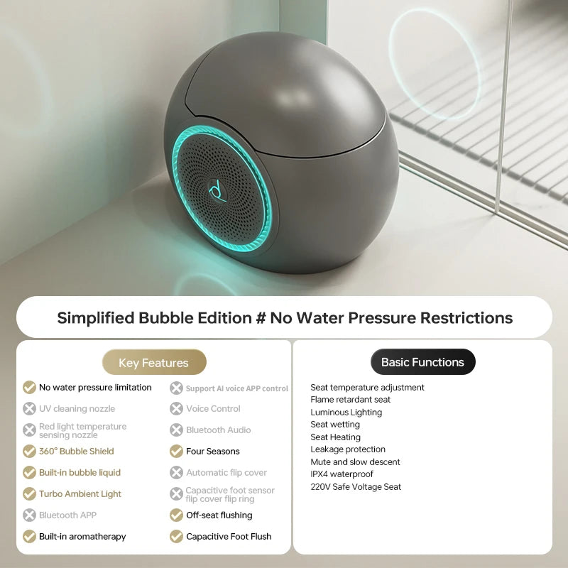 Modern Smart Automatic Flush Electric Bluetooth Speaker Toilet