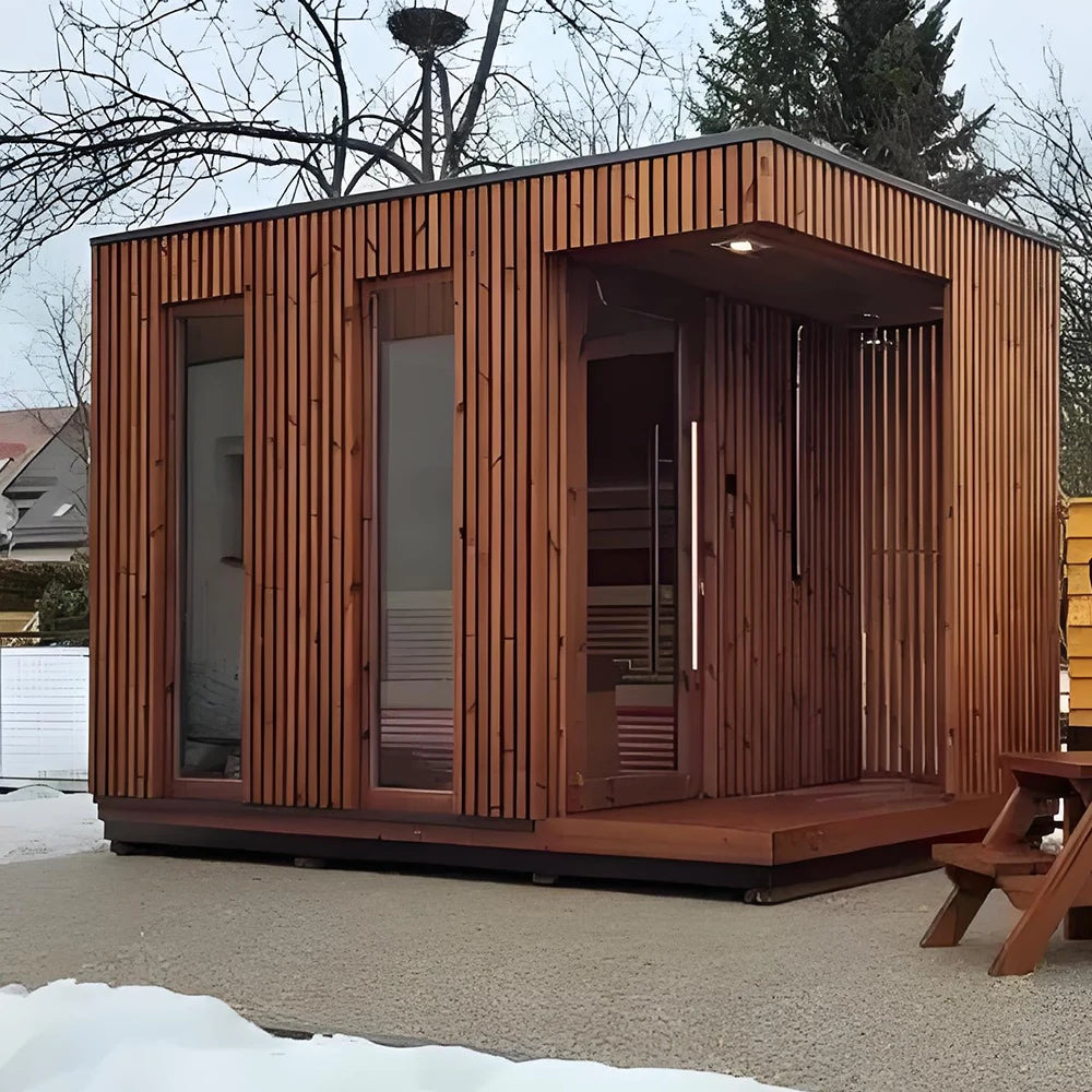 Modern Large 6KW Red Cedar Wood Burning Stove Outdoor Sauna 