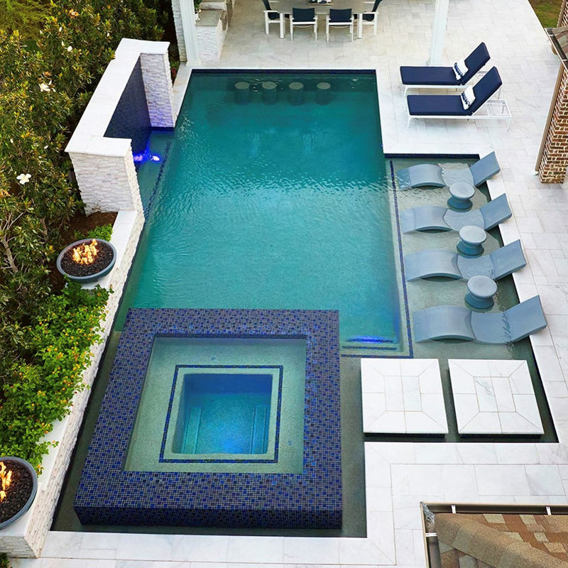 Luxury 3D Design Villa Fiberglass Swimming Pool with Sitting Area