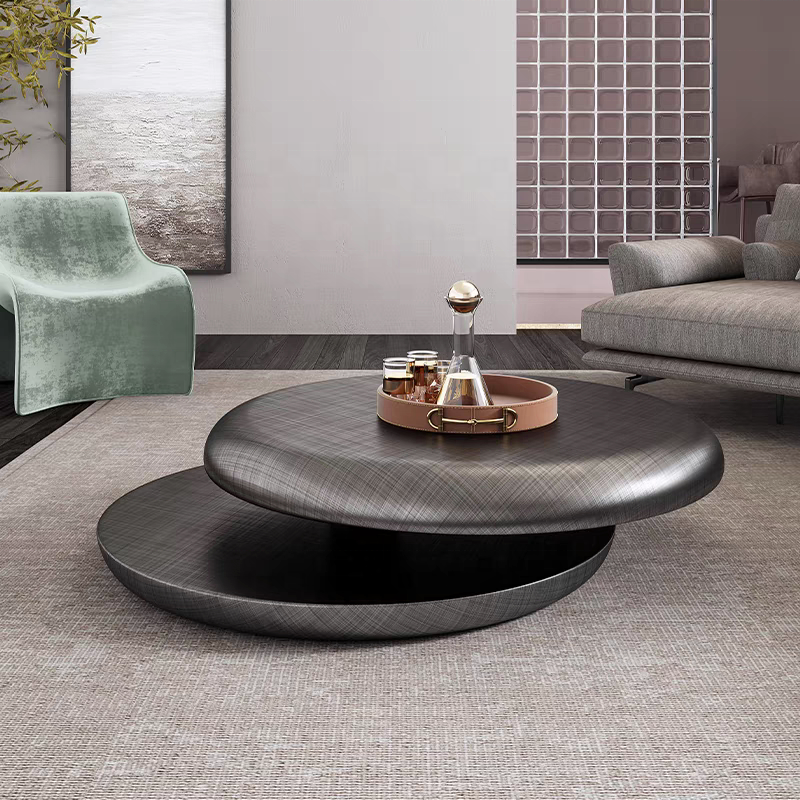 Modern living room with a stylish coffee table and decor elements.