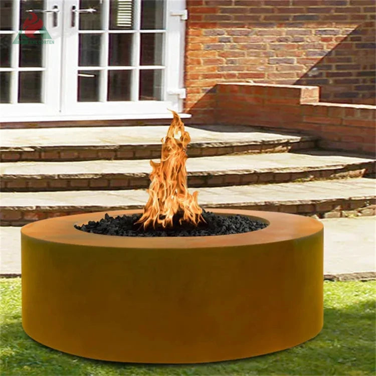 Luxe home Corten Steel Glass Outdoor fire pit