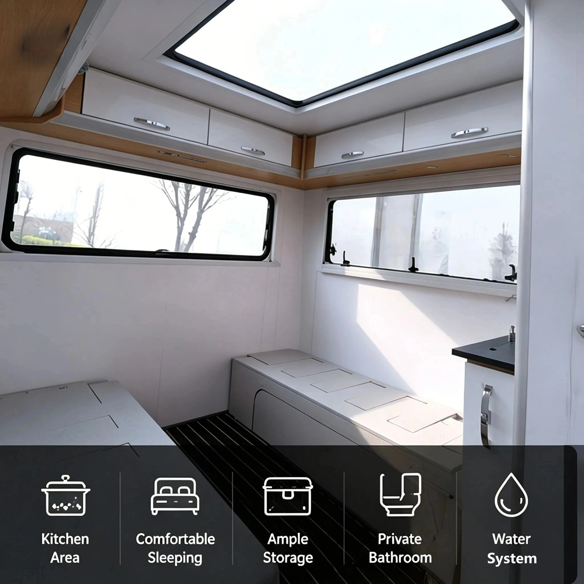 Modern Waterproof RV Camper Off-Road Truck Bed Camper Housing Unit