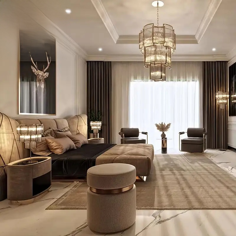 Modern Contemporary Luxe King Leather Upholstered Bed