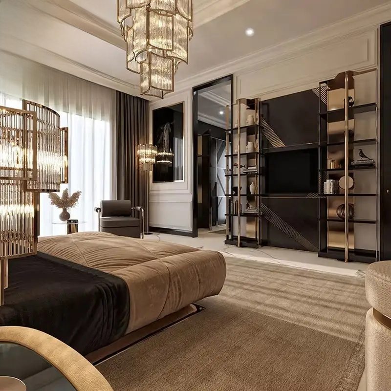 Modern Contemporary Luxe King Leather Upholstered Bed