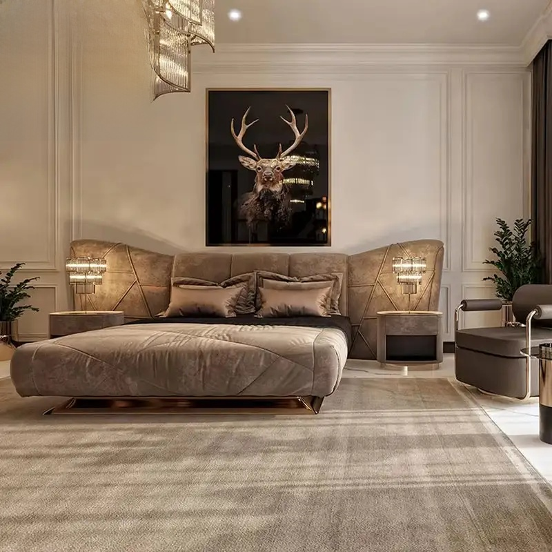 Modern Contemporary Luxe King Leather Upholstered Bed
