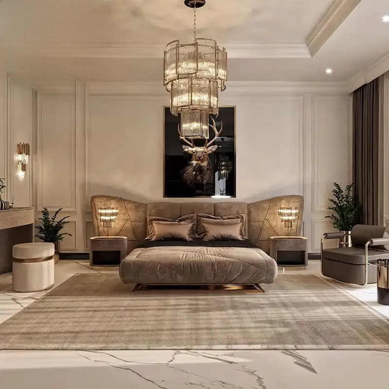 Modern Contemporary Luxe King Leather Upholstered Bed