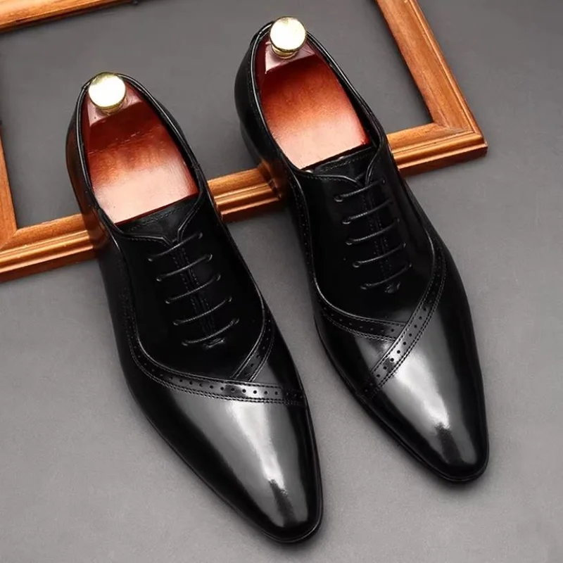 New High-Quality Cowhide Leather Men Dress Shoes
