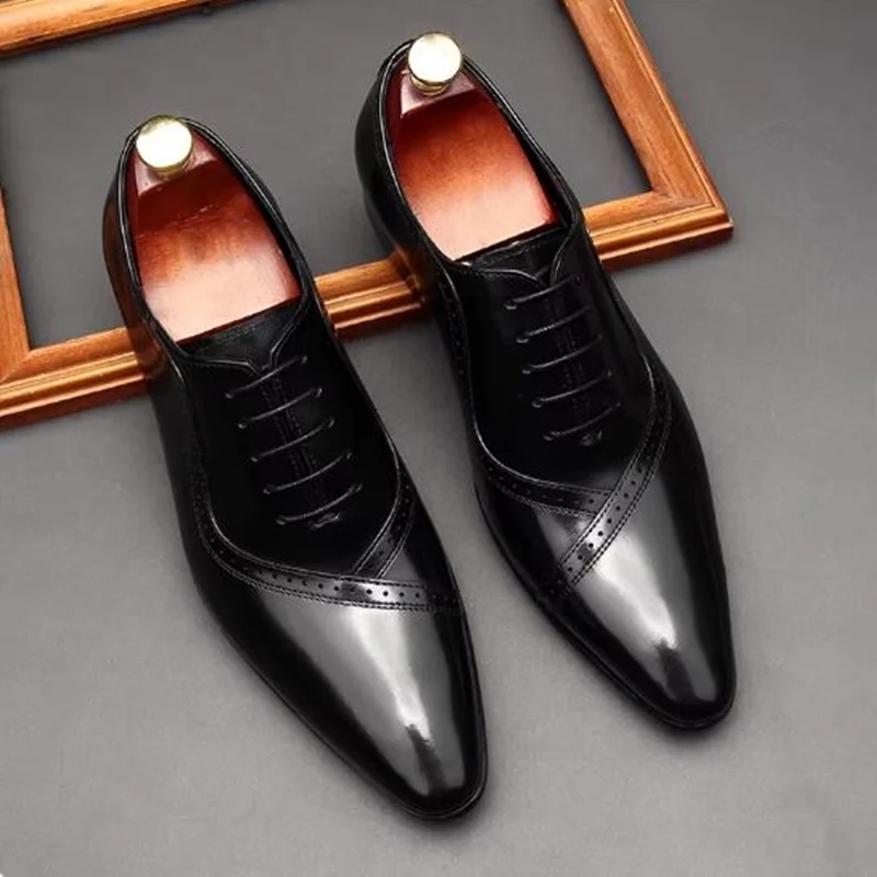 New High-Quality Cowhide Leather Men Dress Shoes