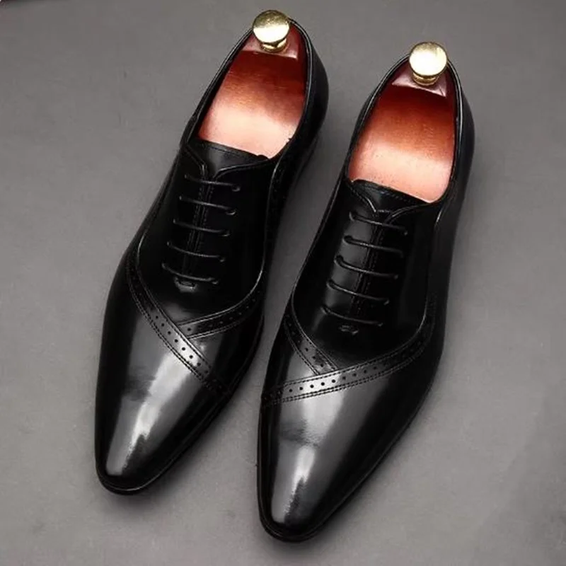 New High-Quality Cowhide Leather Men Dress Shoes