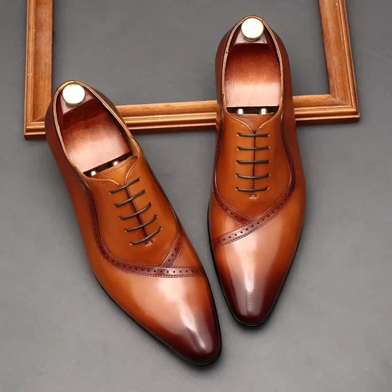 New High-Quality Cowhide Leather Men Dress Shoes