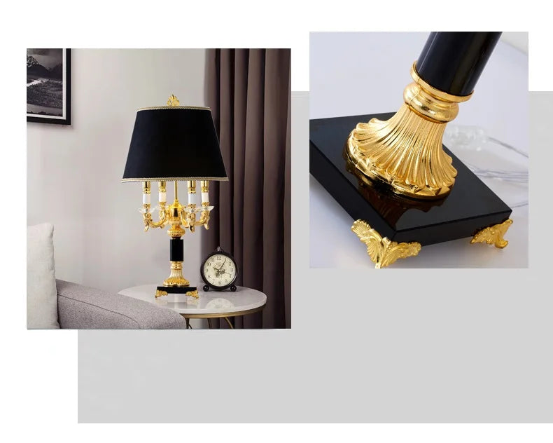 Luxury Black Crystal Table Lamp – Modern Bedroom & Bedside Lighting