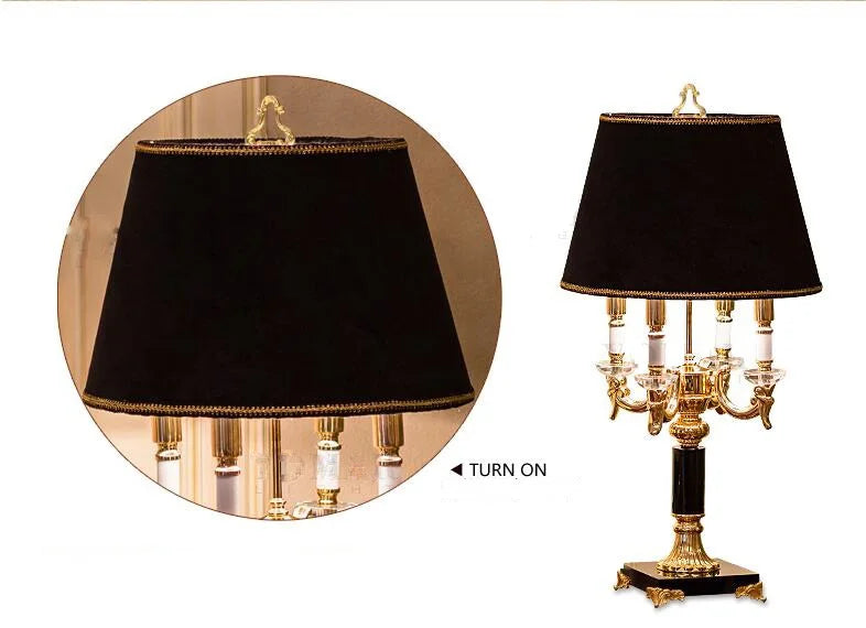 Luxury Black Crystal Table Lamp – Modern Bedroom & Bedside Lighting