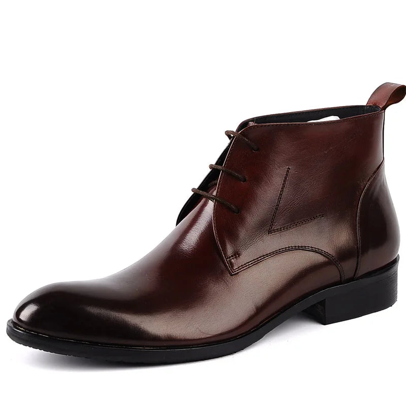 Men’s Genuine Leather Ankle Boots – Waterproof Formal Dress Shoes