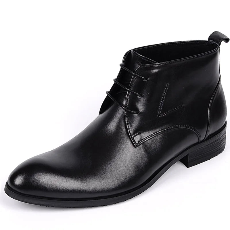 Men’s Genuine Leather Ankle Boots – Waterproof Formal Dress Shoes
