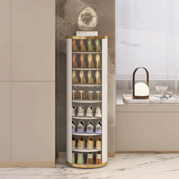 Luxury Rotating Circular Shoe Cabinet – Cylindrical Vertical Shoe Organizer Rack for Home Storage