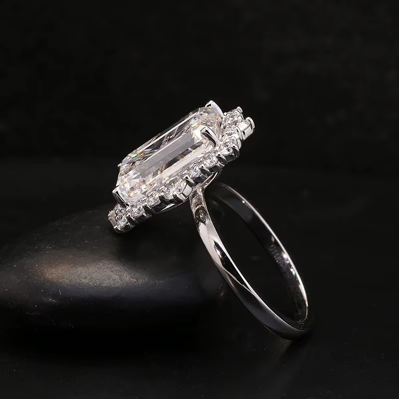 New Certified 7 Carat Lab Grown Emerald Cut Diamond Ring in 14K Yellow Gold