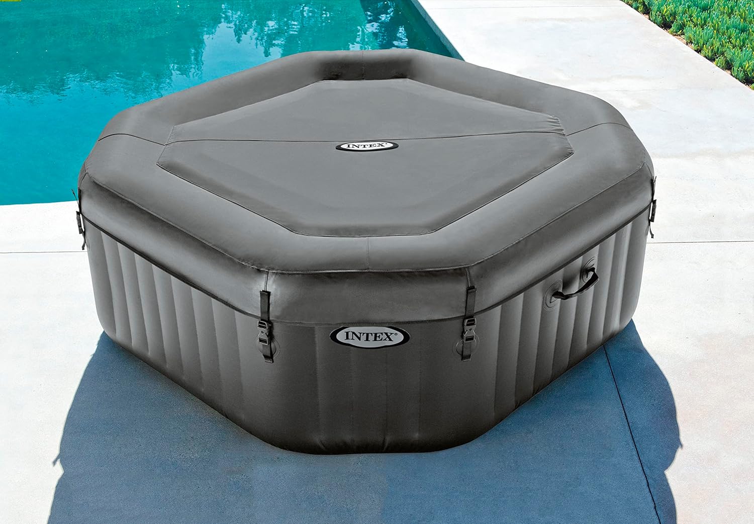 Pure Spa Bubble Deluxe Spa Set – Octagonal Inflatable Hot Tub with 120 Bubble Jets