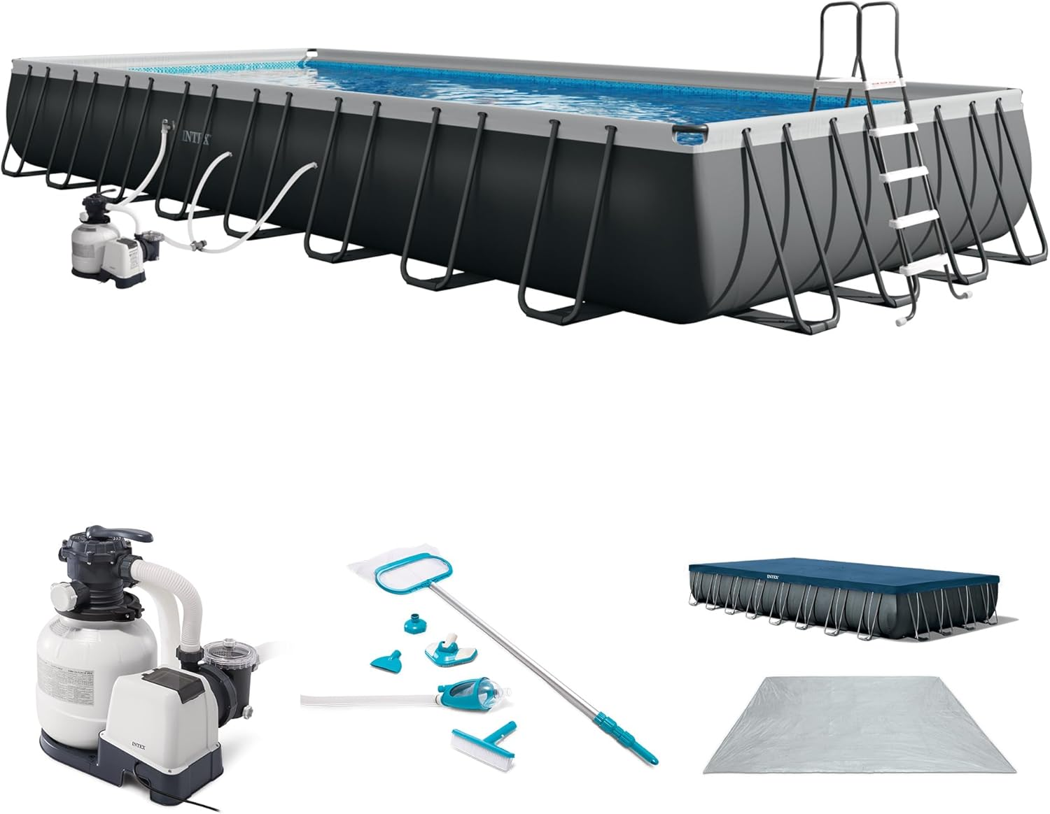 New In Above Ground Swimming Pool Set with Sand Filter Pump & Maintenance Kit