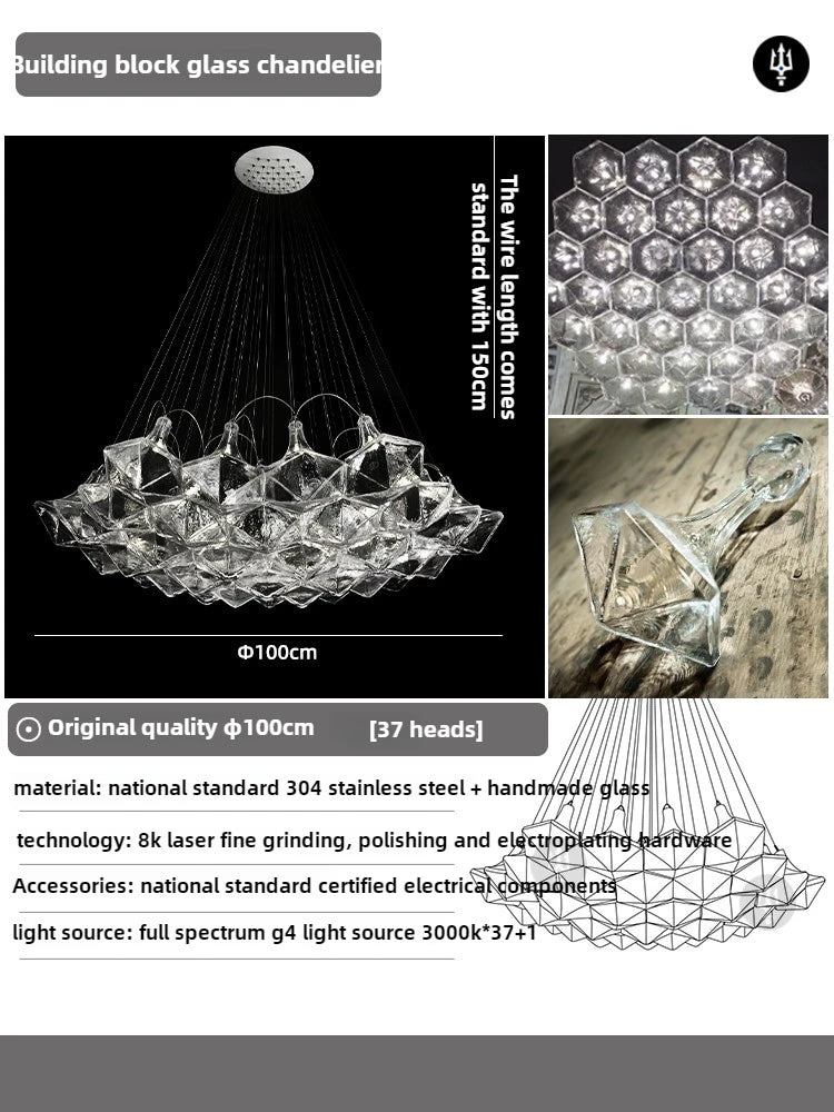 Italian Modern Handmade Glass Chandelier – Luxury Ceiling Pendant Light