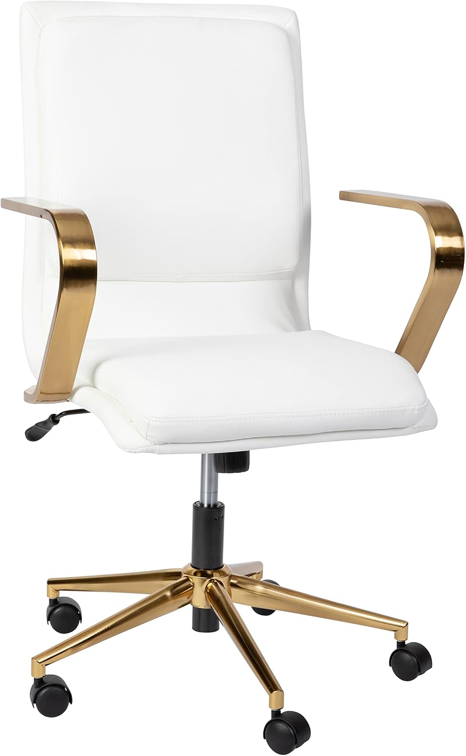 Premium Mid-Back Swivel LeatherSoft Desk Chair with Padded Seat and Armrests