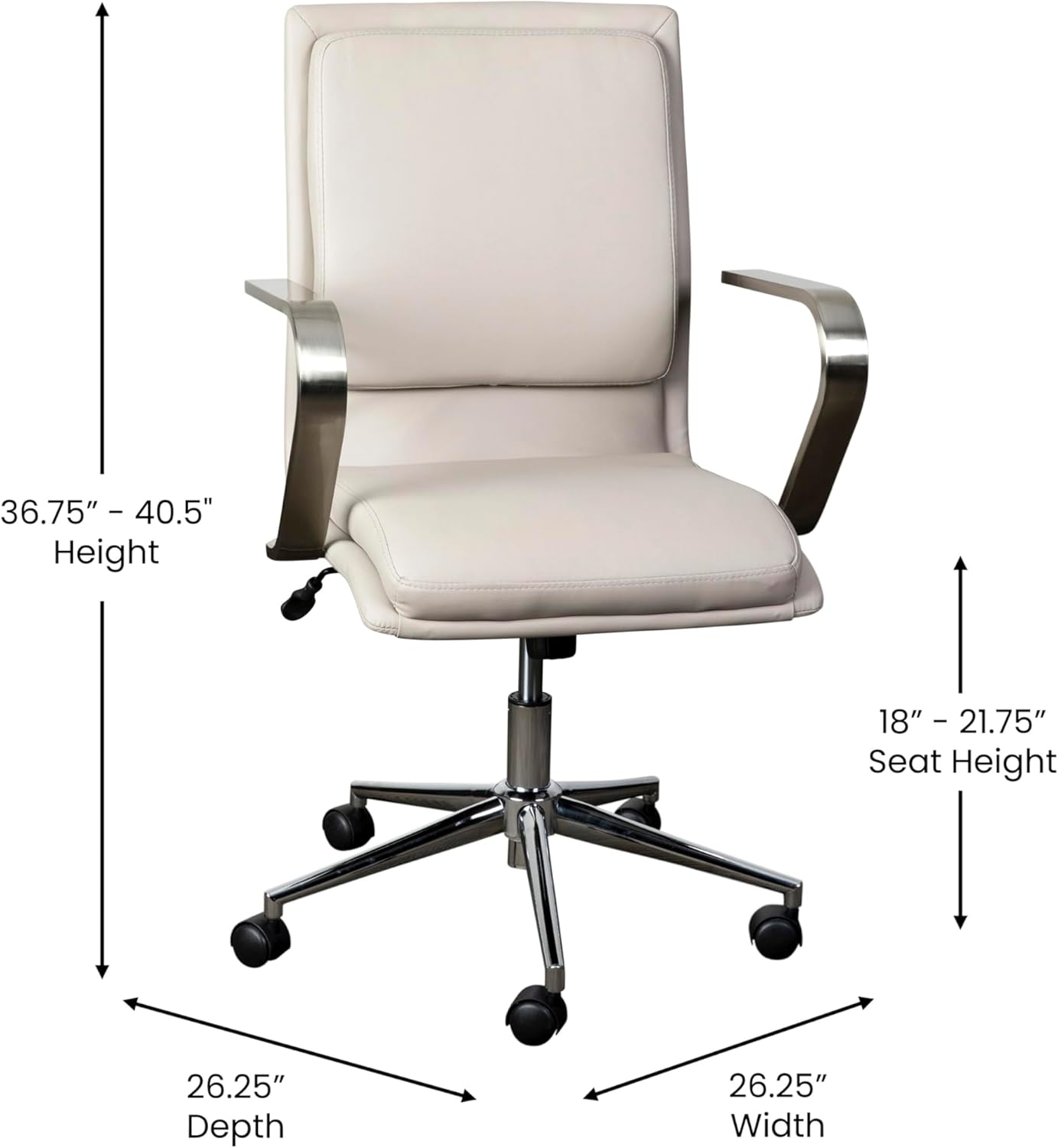Premium Mid-Back Swivel LeatherSoft Desk Chair with Padded Seat and Armrests