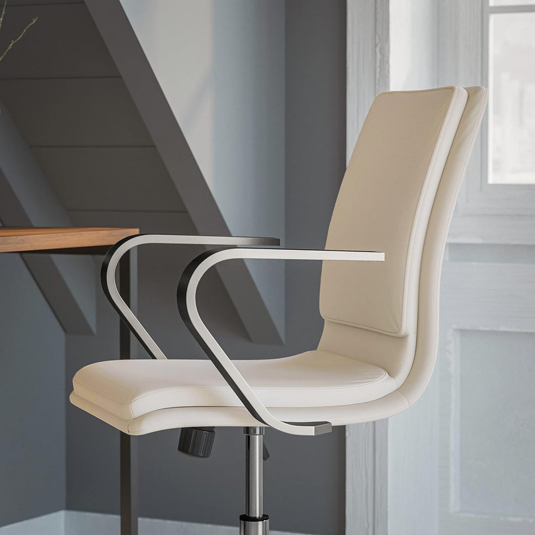 Premium Mid-Back Swivel LeatherSoft Desk Chair with Padded Seat and Armrests