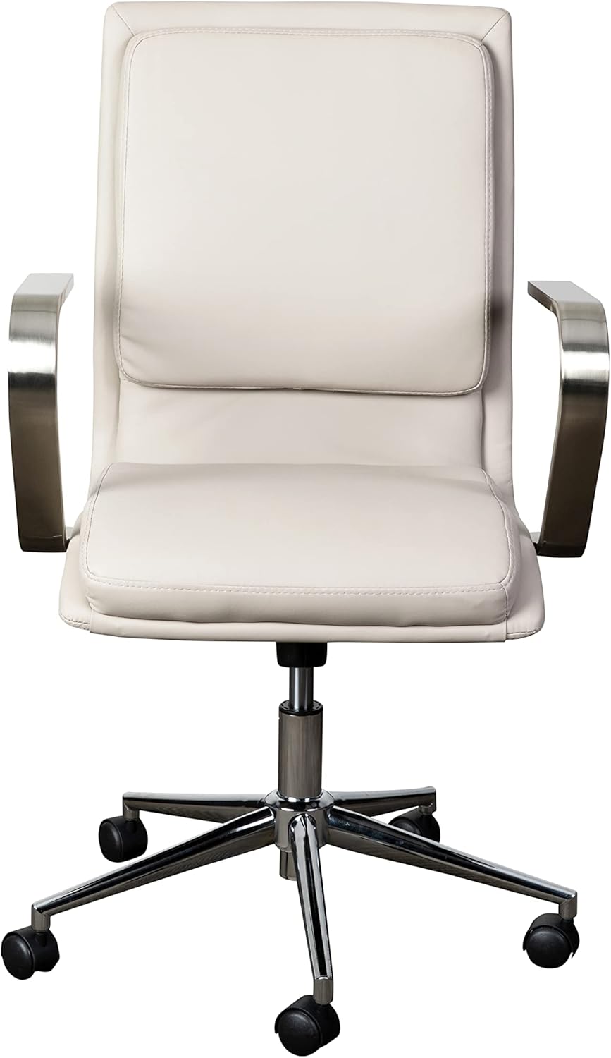 Premium Mid-Back Swivel LeatherSoft Desk Chair with Padded Seat and Armrests