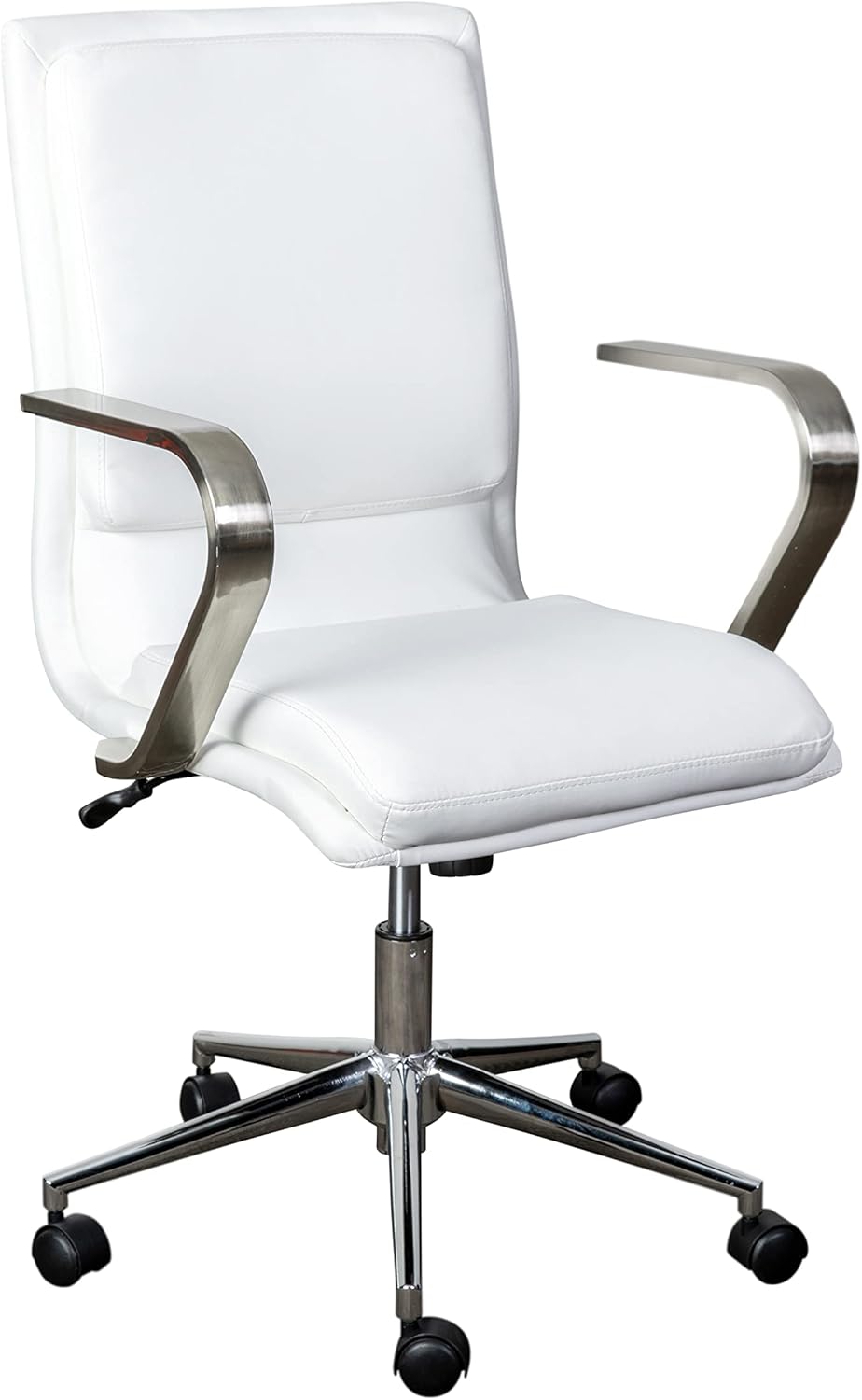 Premium Mid-Back Swivel LeatherSoft Desk Chair with Padded Seat and Armrests