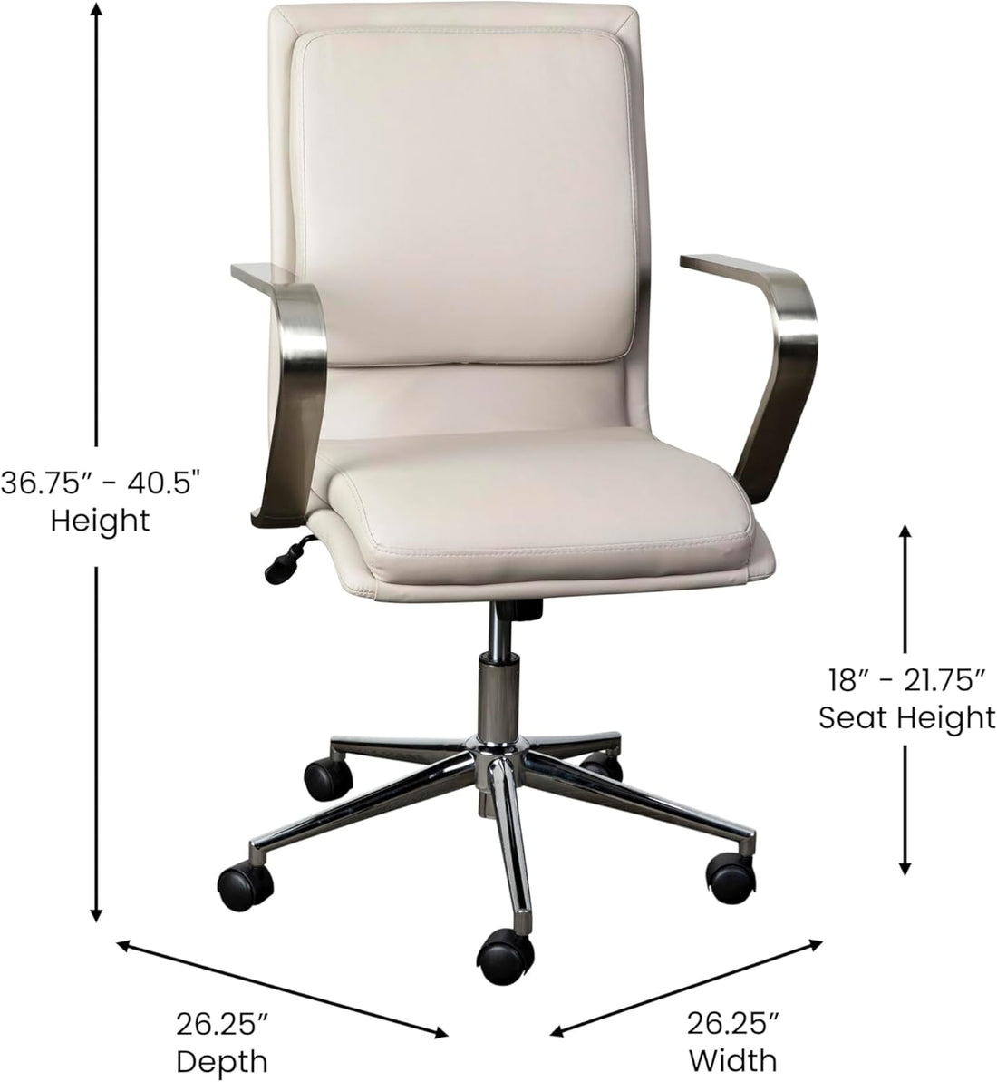 Premium Mid-Back Swivel LeatherSoft Desk Chair with Padded Seat and Armrests