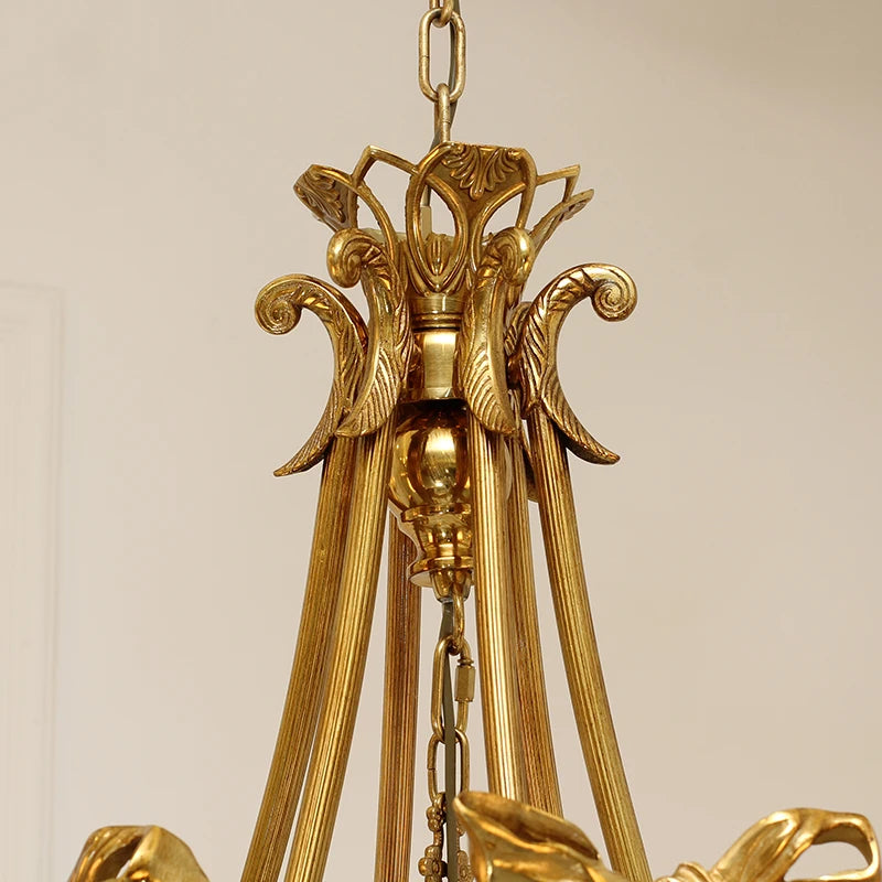 Luxury French Victorian Crystal Crown Chandelier | Antique Brass European Pendant Light