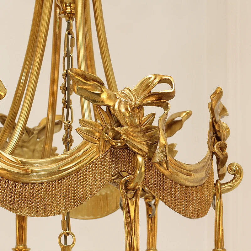 Luxury French Victorian Crystal Crown Chandelier | Antique Brass European Pendant Light