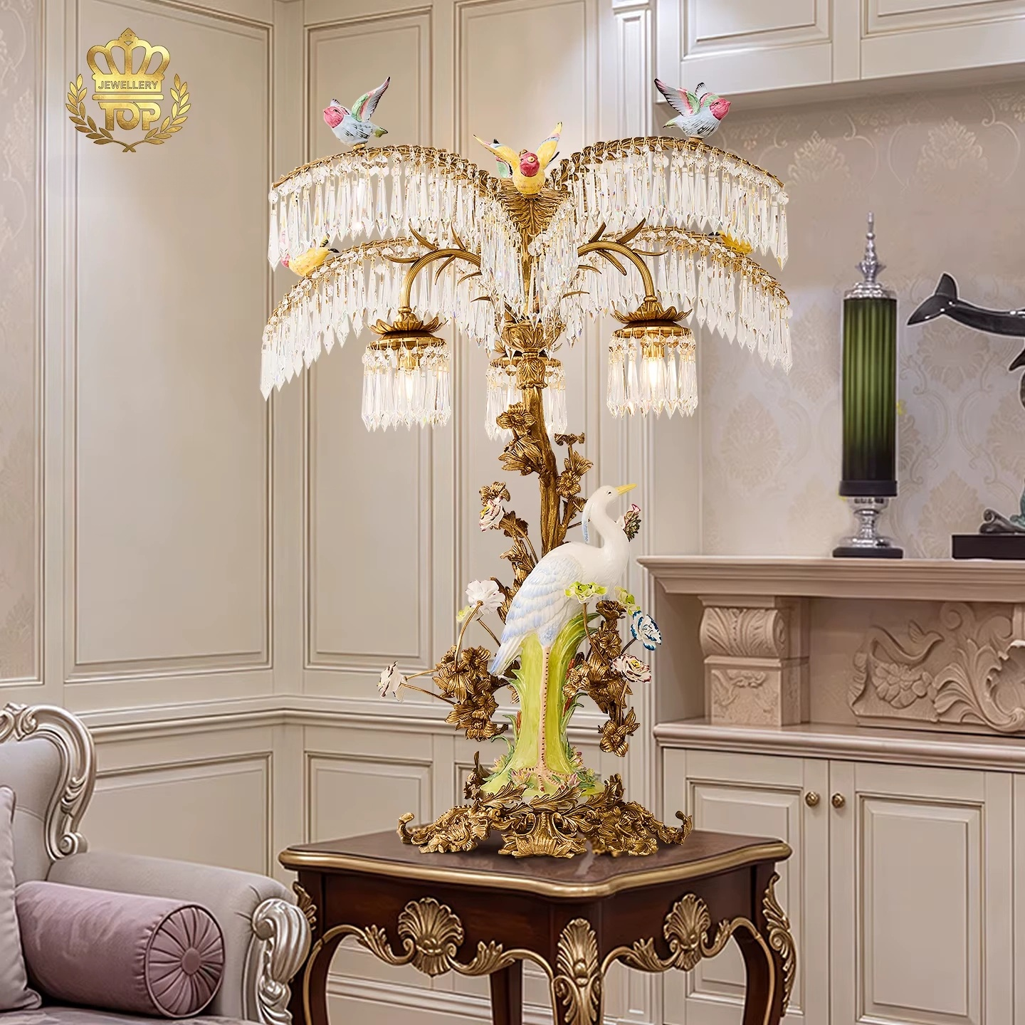 French Luxury Modern Crystal Brass Table Lamp