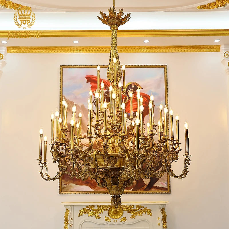 Luxury Baroque Bronze Chandelier with Antique Brass Finish