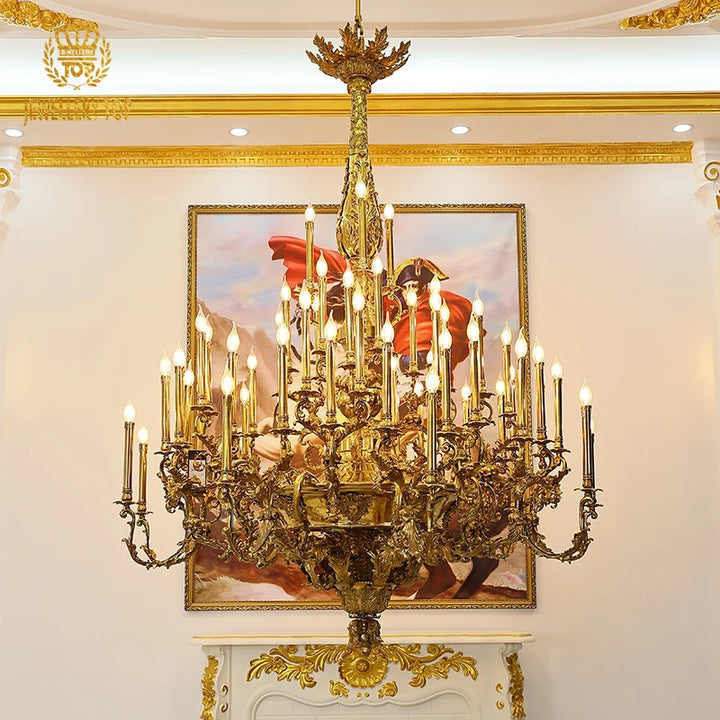 Luxury Baroque Bronze Chandelier with Antique Brass Finish
