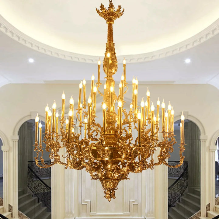 Luxury Baroque Bronze Chandelier with Antique Brass Finish