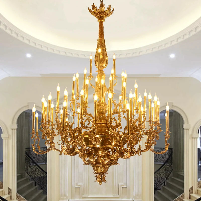 Luxury Baroque Bronze Chandelier with Antique Brass Finish