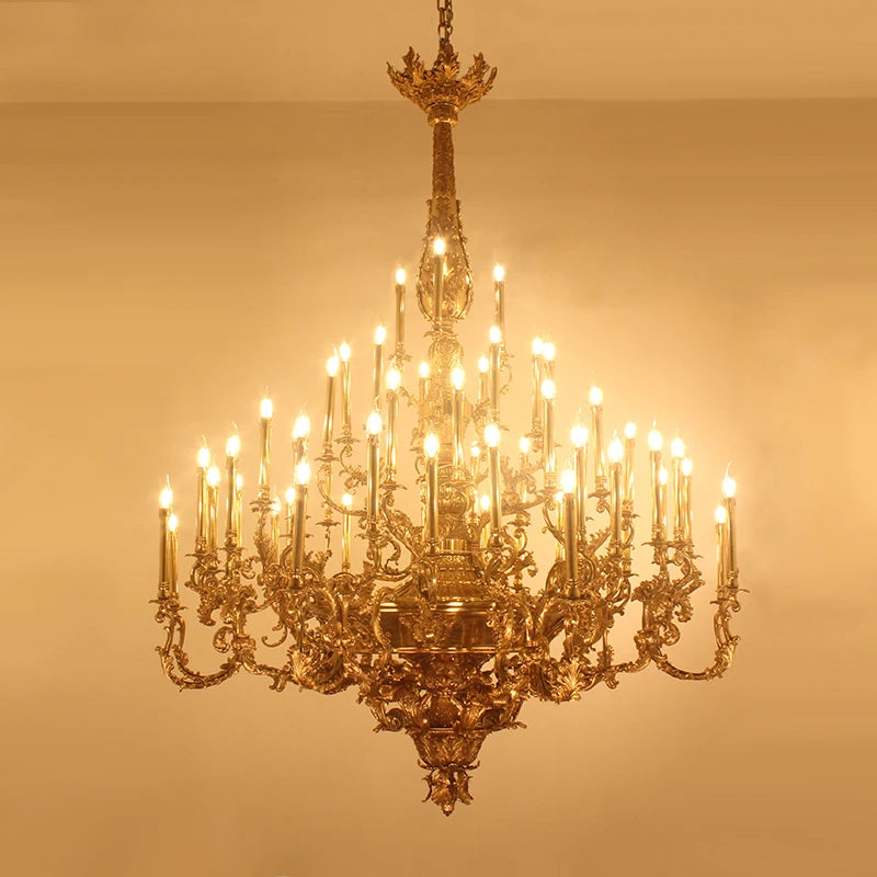 Luxury Baroque Bronze Chandelier with Antique Brass Finish