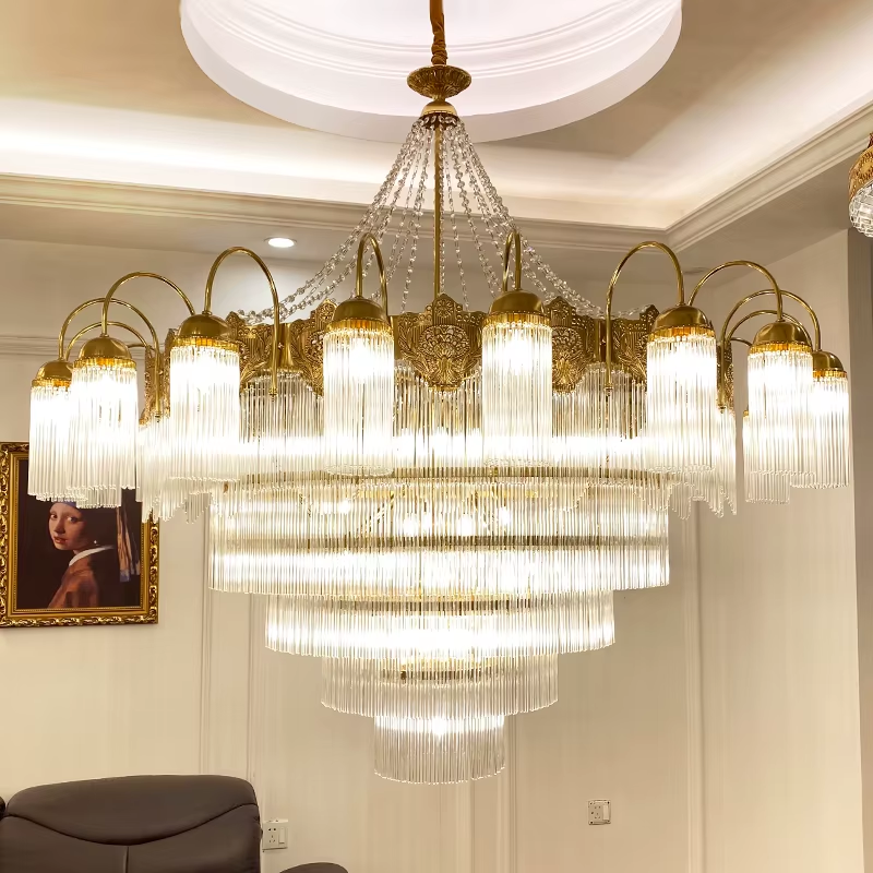 Luxury Vatican-Style Bronze Chandelier | Antique Brass Crystal Pendant Light for Churches, Foyers &amp; Grand Halls