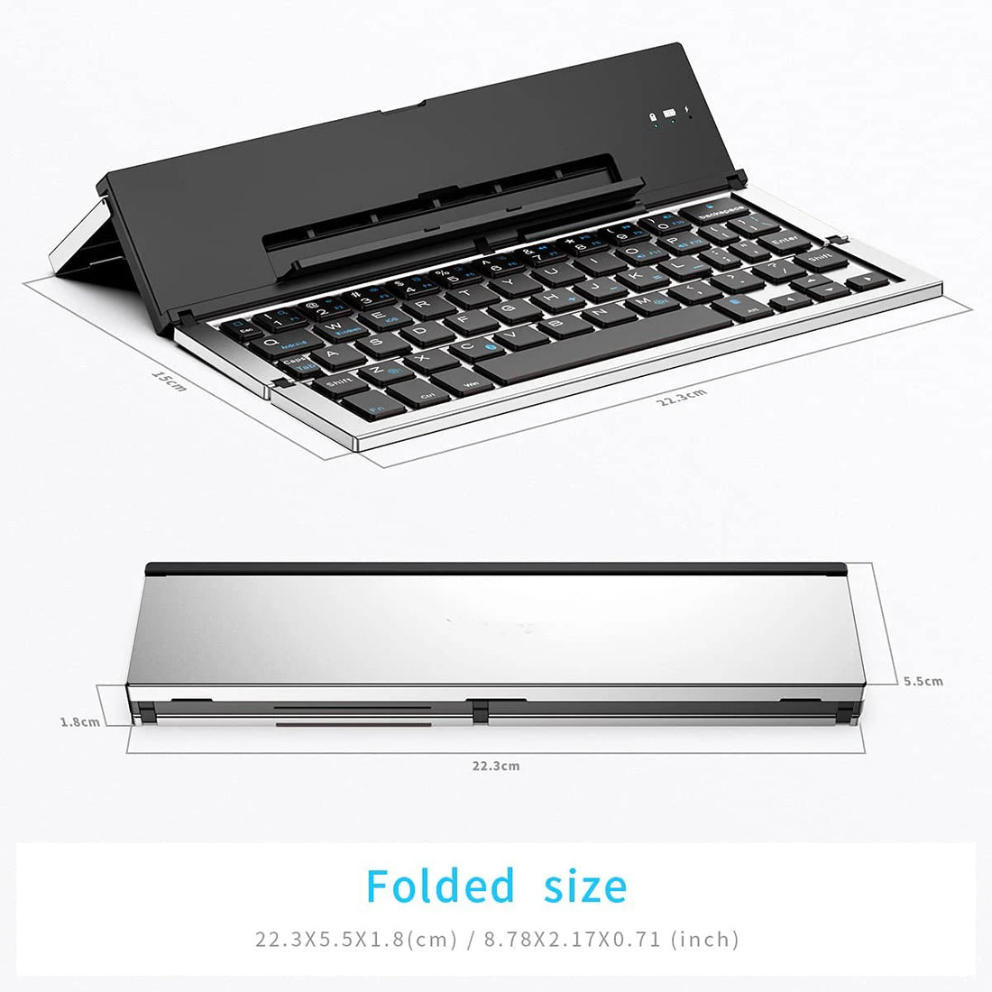 Folding Keyboard Bluetooth Foldable Wireless Keyboard Pocket Size Rechargeable Keyboard for Iphone Ipad Tablet Laptops