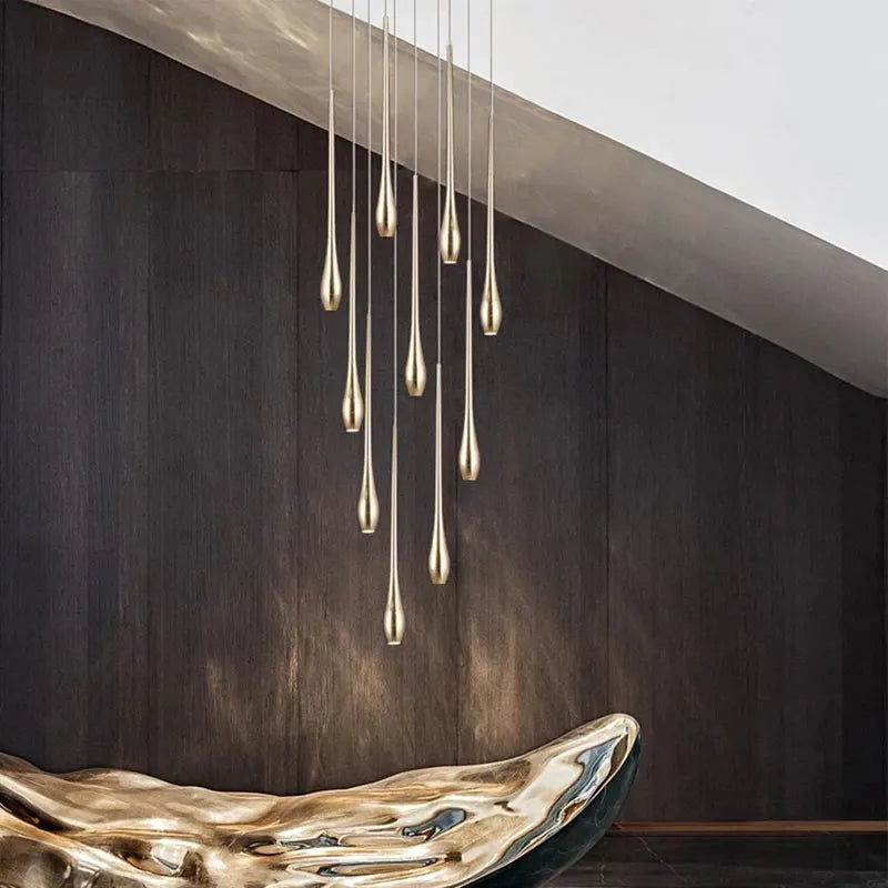 LED Modern Luxury Gold-Plated Ceiling Chandelier – Designer Staircase, Living Room, Kitchen &amp; Attic Lighting Fixture