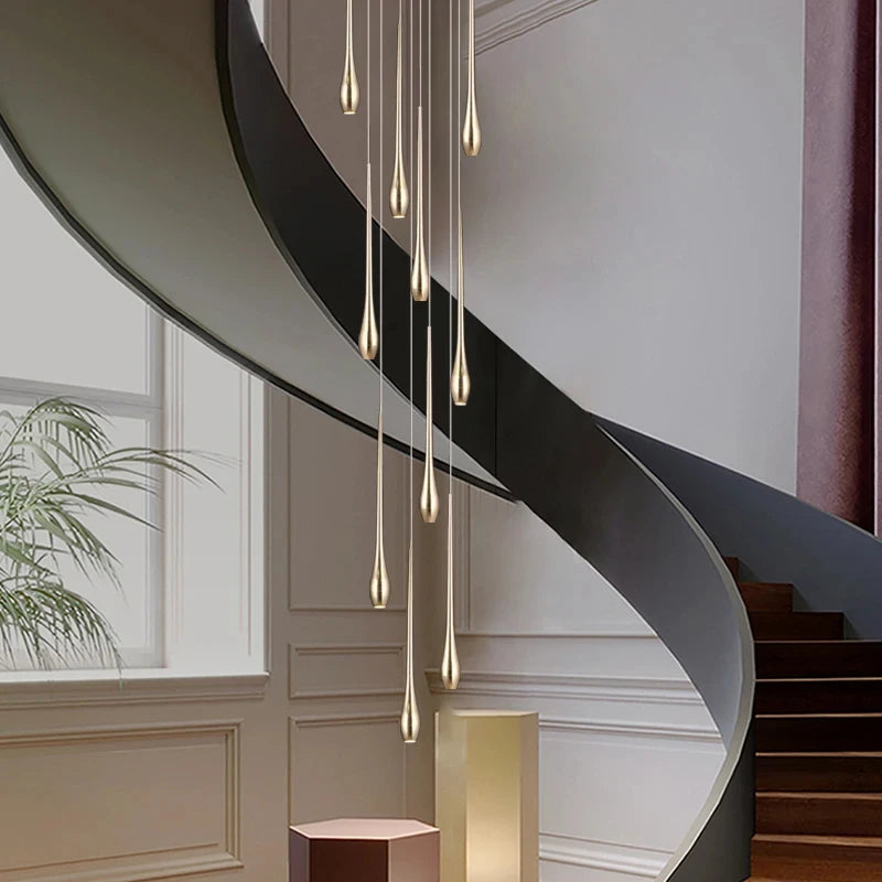 LED Modern Luxury Gold-Plated Ceiling Chandelier – Designer Staircase, Living Room, Kitchen &amp; Attic Lighting Fixture