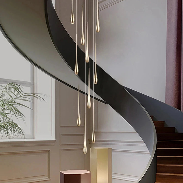 LED Modern Luxury Gold-Plated Ceiling Chandelier – Designer Staircase, Living Room, Kitchen &amp; Attic Lighting Fixture