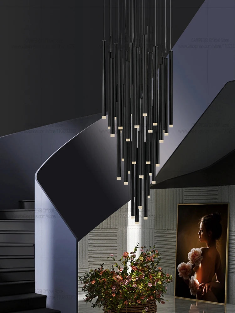 Modern LED Linear Staircase Pendant Light for Luxury Villas