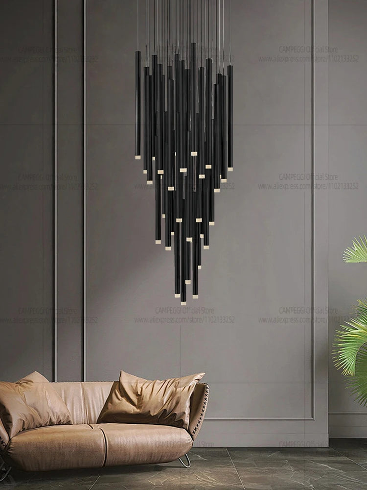 Modern LED Linear Staircase Pendant Light for Luxury Villas