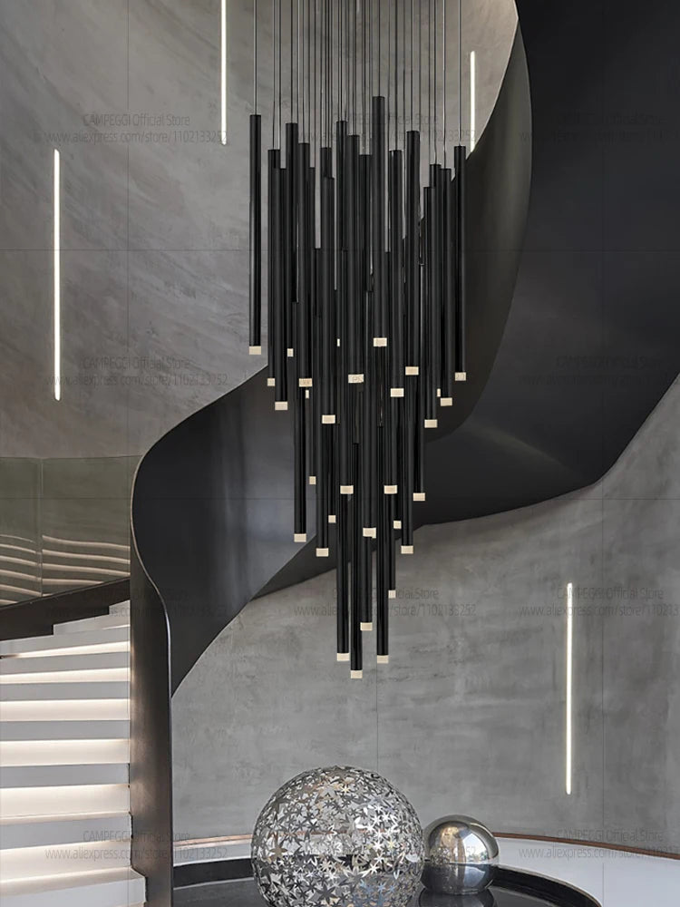Modern LED Linear Staircase Pendant Light for Luxury Villas