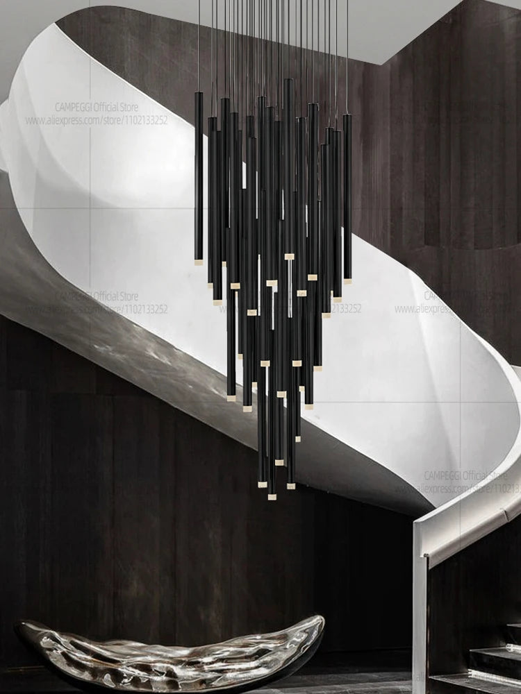 Modern LED Linear Staircase Pendant Light for Luxury Villas