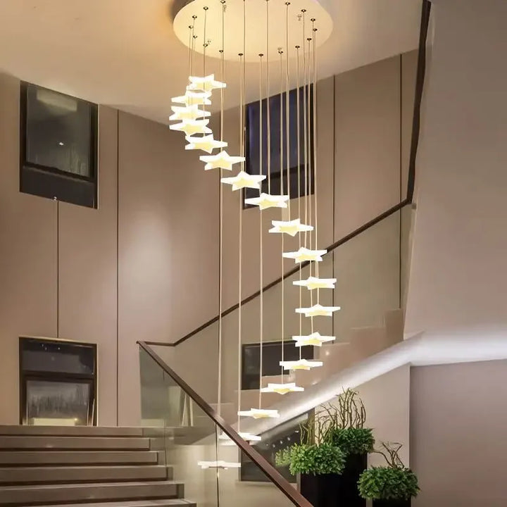 New Creative Star LED Staircase Chandelier – Modern Decorative Indoor Lighting
