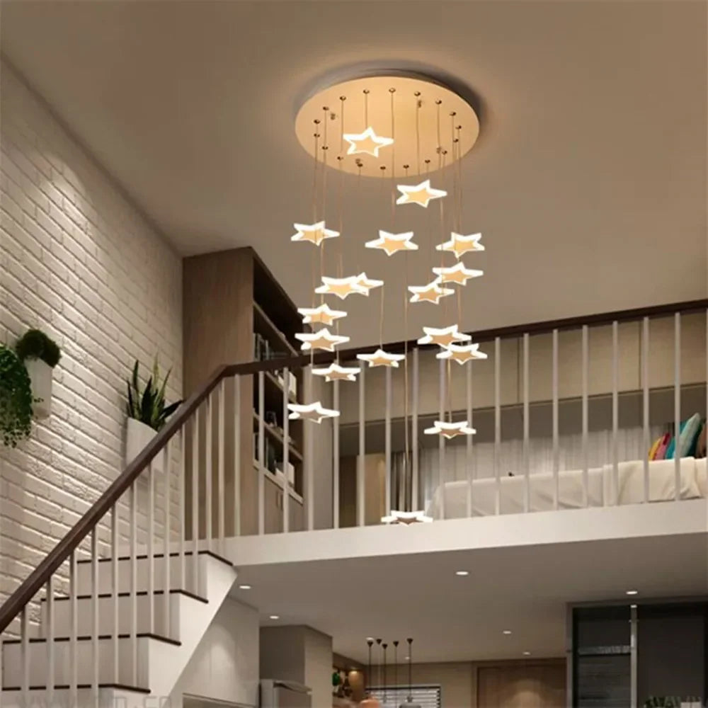 New Creative Star LED Staircase Chandelier – Modern Decorative Indoor Lighting